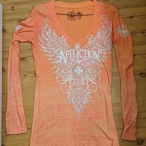 Affliction orange shirt